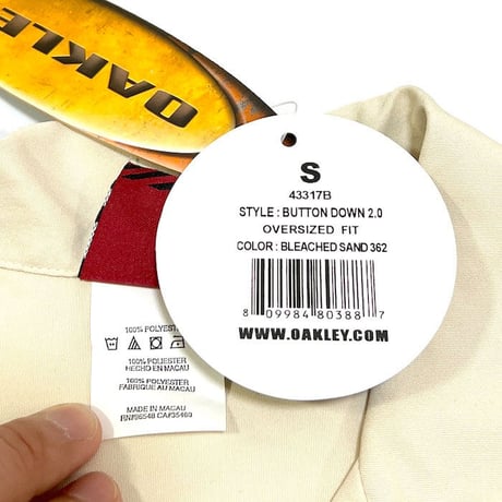 【DEAD STOCK】00'S OAKLEY OPEN COLLAR SHIRT BEIGE