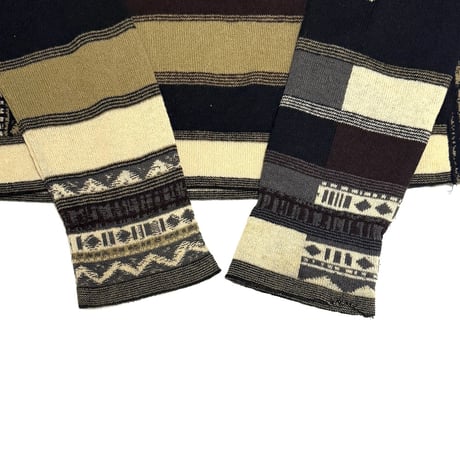 【USED】90's DRIES VAN NOTEN Multi-Stripe V-Neck Knit Made in Belgium