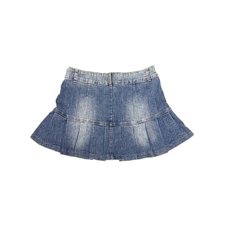 【USED】00's Tenghong Belted Zip-Front Denim Mini Skirt