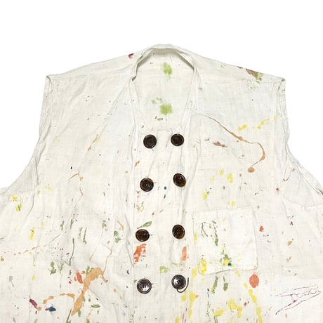 【USED】80's UK VINTAGE PAINTED LINEN N/S ATELIER COAT