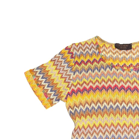 【USED】00's DUALVIEW MILANO Zigzag Knit T-shirt