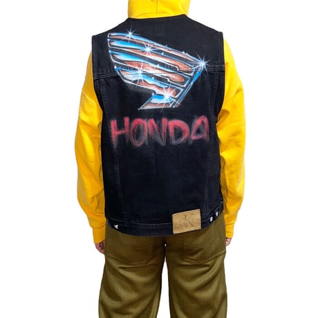 【USED】90'S CK CALVIN KLEIN JEANS HONDA AIR BRUSHED BLACK DENIM VEST