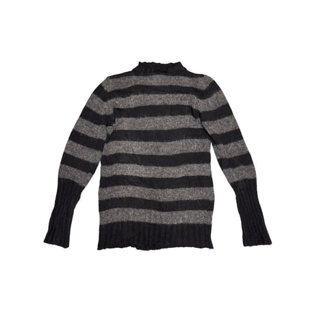 【USED】00's Italian Mohair Gothic Stripe Drawstring Knit Tunic