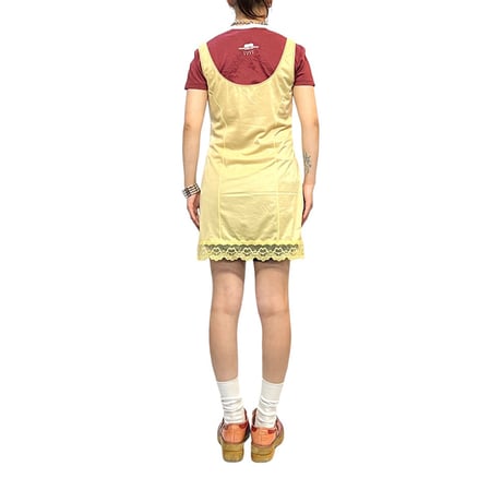 【USED】60's Schiesser S-line LINGERIE SLIP MINI DRESS YELLOW