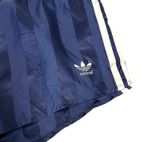 【USED】80's adidas RUNNING SHORTS STRIPE NAVY MADE IN WEST GERMANY