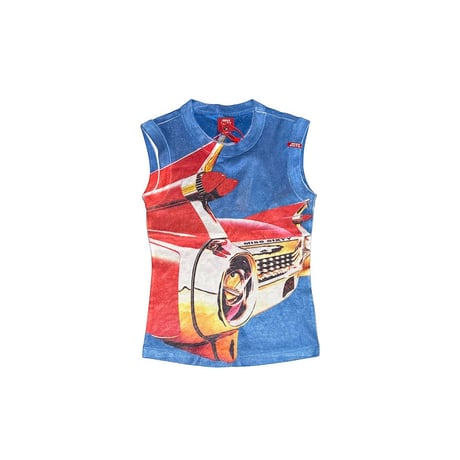 【DAED STOCK】00's MISS SIXTY All-Over Sublimation Cadillac Graphic Sleeveless Top