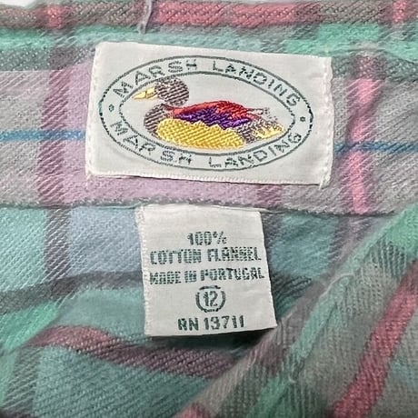 【USED】90'S MARSH LANDING NARD FLANNEL CHECK SHIRT