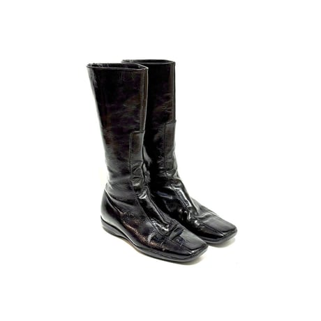 【USED】PRADA LINEA ROSSA PATENT LEATHER LONG BOOTS