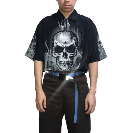 【USED】90'S DRAGONFLY SKULL × FIRE SHIRT