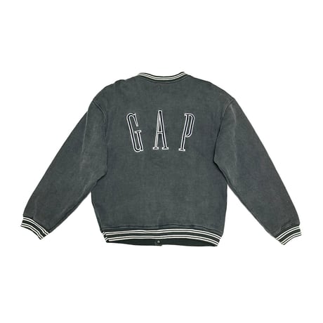 【USED】90's OLD GAP USA Made Sweat Varsity Jacket Faded Gray