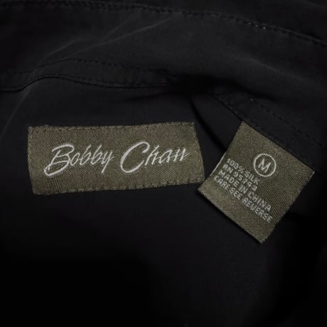 【USED】90's Bobby Chan SILK SHIRT SLATE BLACK