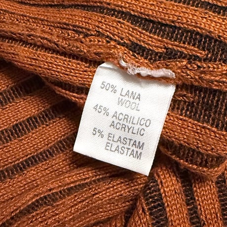 【USED】90's Sheer Stripe Zip-Up Knit Top with Stud Details