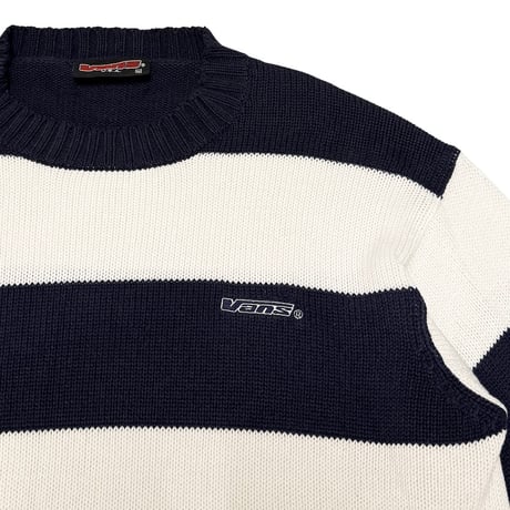 【USED】00's VANS BORDER COTTON KNIT SWEATER