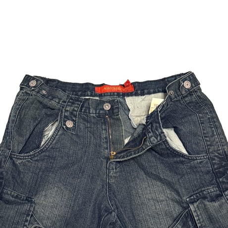【USED】00's Fishbone Bondage Denim Cargo Pants