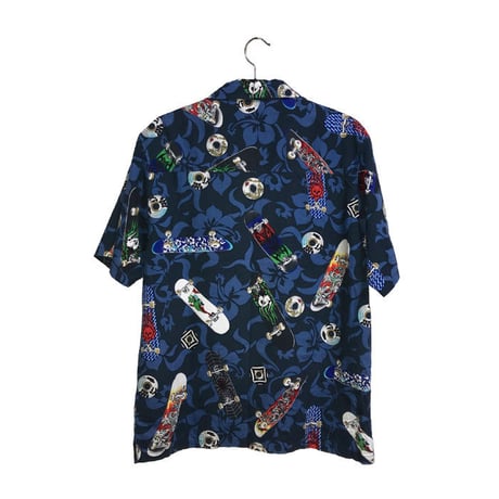 【USED】90'S SKATEBOARD PATTERN ALOHA SHIRT