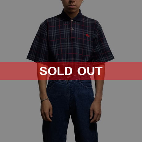 【USED】90'S  BURBERRYS NOVA CHECK POLO SHIRT NAVY