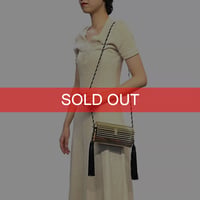 【USED】80's Yves Saint Laurent GOLD PLEXIGLASS with LEATHER TASSEL EVENING BAG