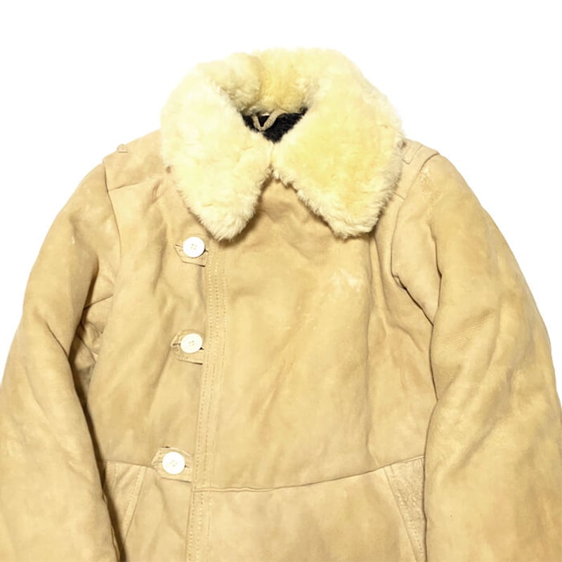 USED】70'S RUSSIAN ARMY MOUTON SHEEPSKIN COAT |