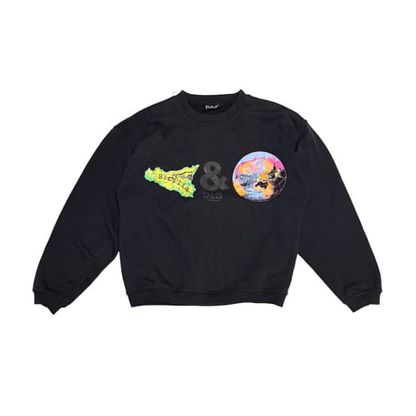 【USED】90's-00's D&G DOLCE & GABBANA "Sicily & Globe" Graphic Sweatshirt