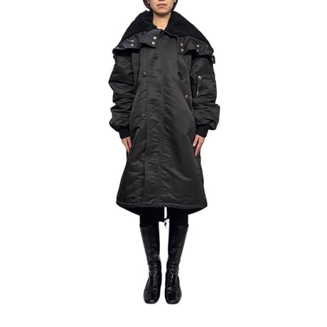【USED】90's JPG Jean’s by Gaultier Hybrid N-3B × Fishtail Mods Coat Black