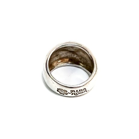 【USED】00'S ALBA ROSA HIBISCUS & LOGO RING SILVER925