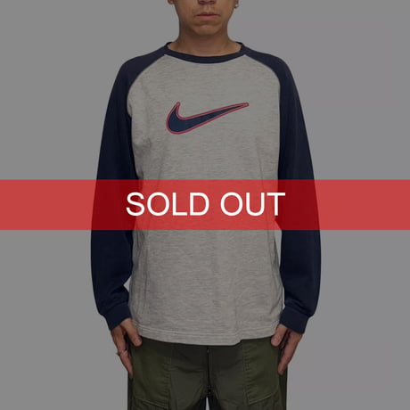 【USED】00's NIKE Raglan Light Sweatshirt with Tech Logo Back Patch
