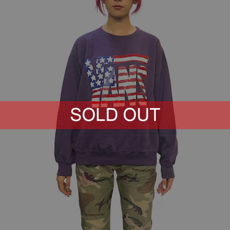 【USED】80'S-90'S VANS STARS AND STRIPES LOGO SWEATSHIRT