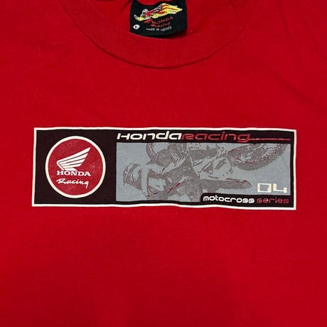 【USED】90's HONDA racing MOTOCROSS RIDER BOX DESIGN T-SHIRT