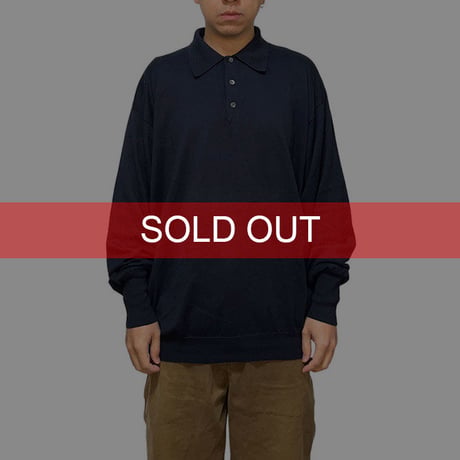 【USED】90'S VALENTINO GARAVANI COTTON KNIT L/S POLO SHIRT