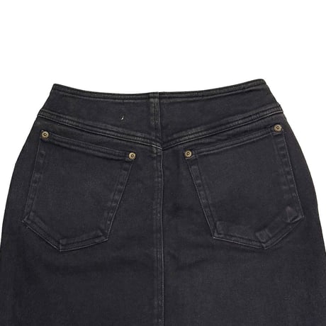 【USED】90's DKNY JEANS Front Zip Black Denim Pencil Skirt