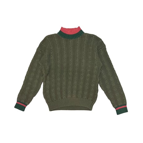 【USED】90's Eddie Bauer COTTON KNIT HI-NECK SWEATER MADE IN UNITED KINGDOM