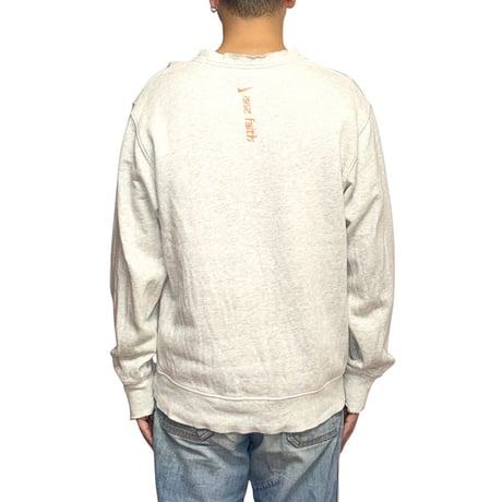【USED】00's NIKE "One Faith" Cosmic Mountain Sweatshirt with Fade & Damaged Rib