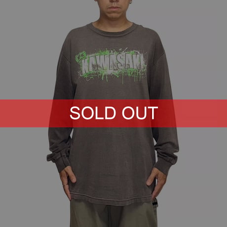 【USED】00's Kawasaki "Splash Logo" Faded Black L/S T-shirt