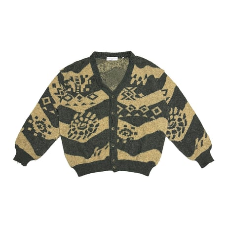 【USED】90's GIVENCHY GENTLEMAN Mohair Wool Pattern Cardigan