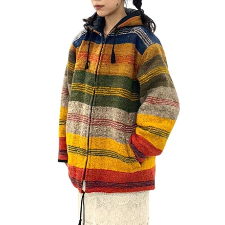 【USED】90's GUATEMALA WOVEN WOOL ZIP PARKA