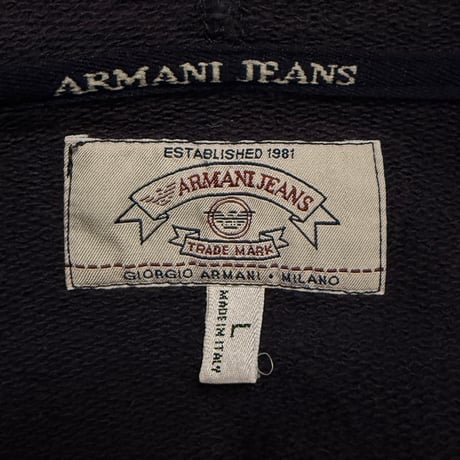 【USED】90's ARMANI JEANS Skipper Hooded Sweatshirt