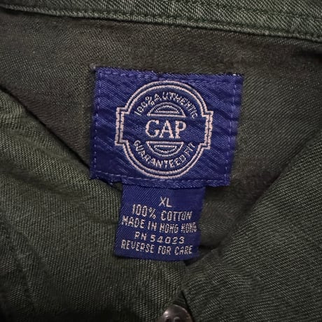 【USED】90's OLD GAP Forest Green Double Pocket Cotton Shirt