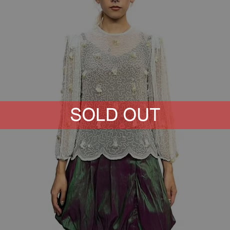 【USED】80's JACK BRYAN BEAD AND SEQUIN DECORATION ROMANTIC TOP