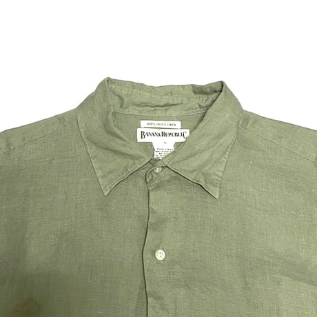 【USED】90'S BANANA REPUBLIC IRISH LINE SHIRT KHAKI