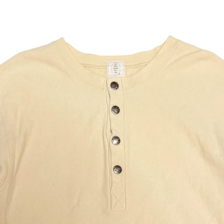 【USED】90's A BATHING APE Reverse Weave Henley Neck Sweatshirt Ivory