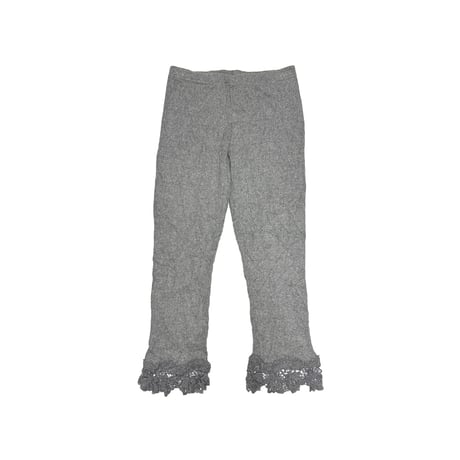 【USED】2010's Giada Lingerie Gray Knit Rib Pants with Lace Hem
