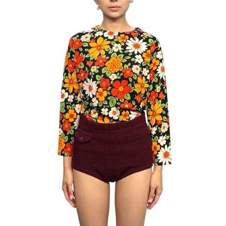 【USED】70's Marie Rose Psychedelic Flower Top