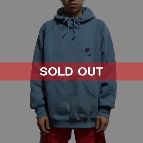 【USED】90'S FILA HOODIE DUSTY BLUE