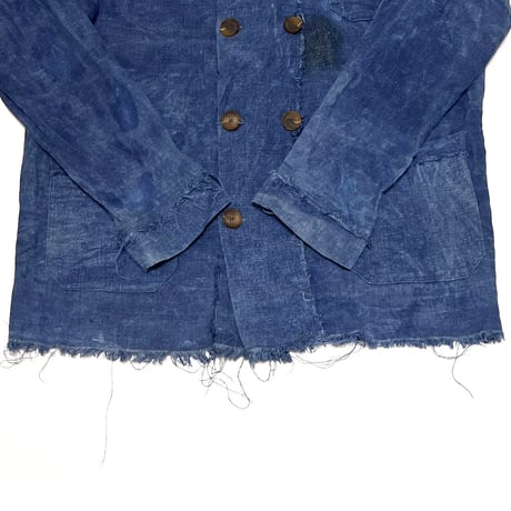 【USED】70's-80's UK VINTAGE GARMENT DYED LINEN DOUBLE JACKET