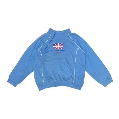 【USED】90's Ben Sherman LONDON DIAGONAL ZIP MOCK-NECK SWEATSHIRT