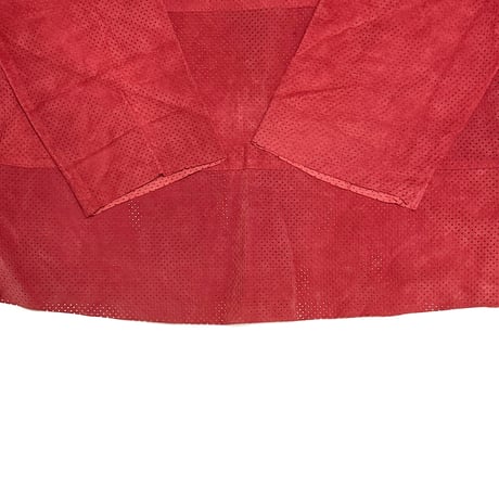 【USED】80's Euro Vintage Dusty Red Perforated Leather Lace-Up Top