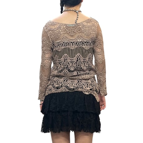 【USED】00's maurices CROCHET COTTON KNIT TOP