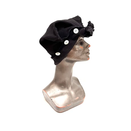 【USED】80's Amy Downs New York TURBAN HAT BLACK