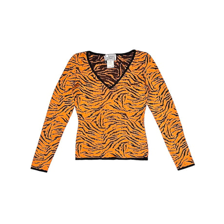 【USED】90s GIANNI VERSACE TIGER PATTERN V-NECK KNIT