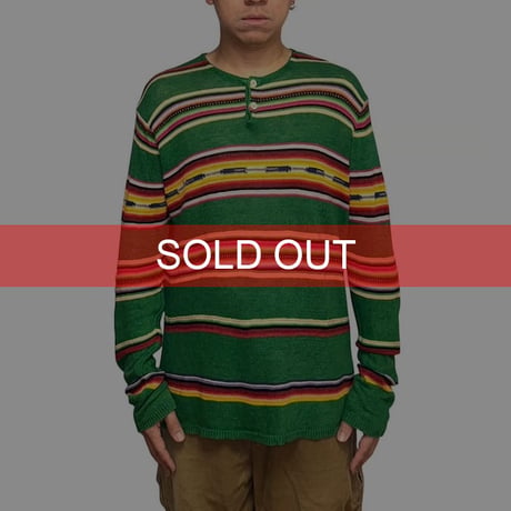 【USED】90's Polo by Ralph Lauren LINEN BREND KNIT L/S TOP